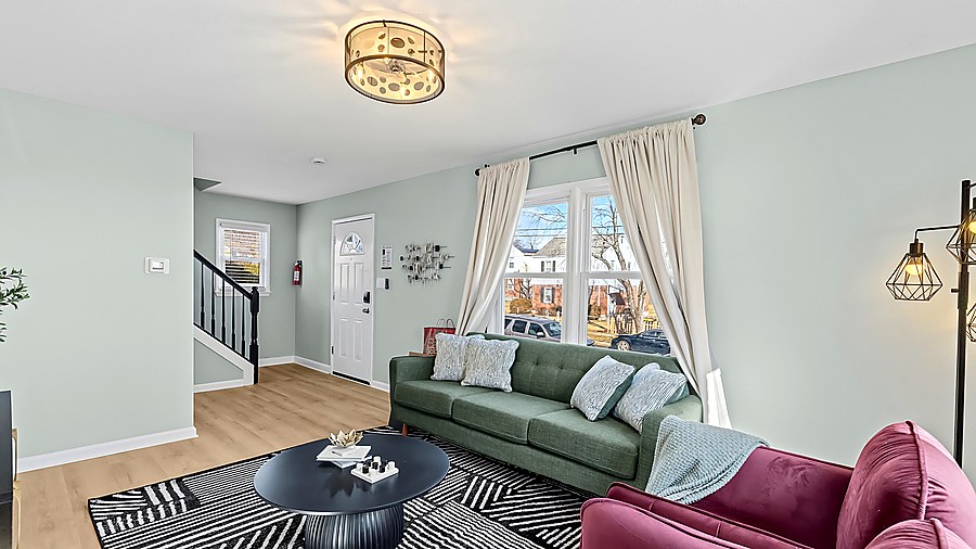 Living room with staircase